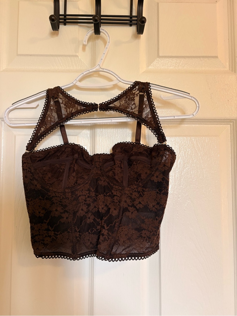brown lace corset top